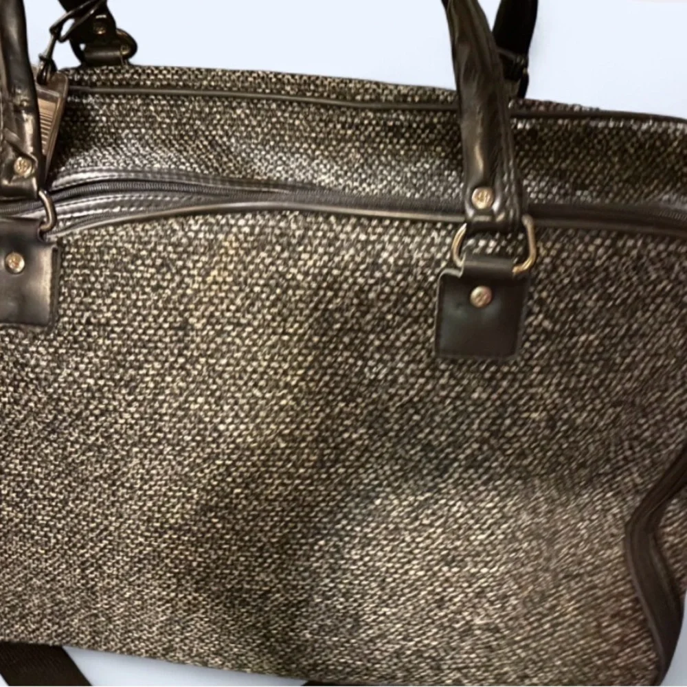 Givenchy Men's Black Tweed Messenger Bag with Red Trim